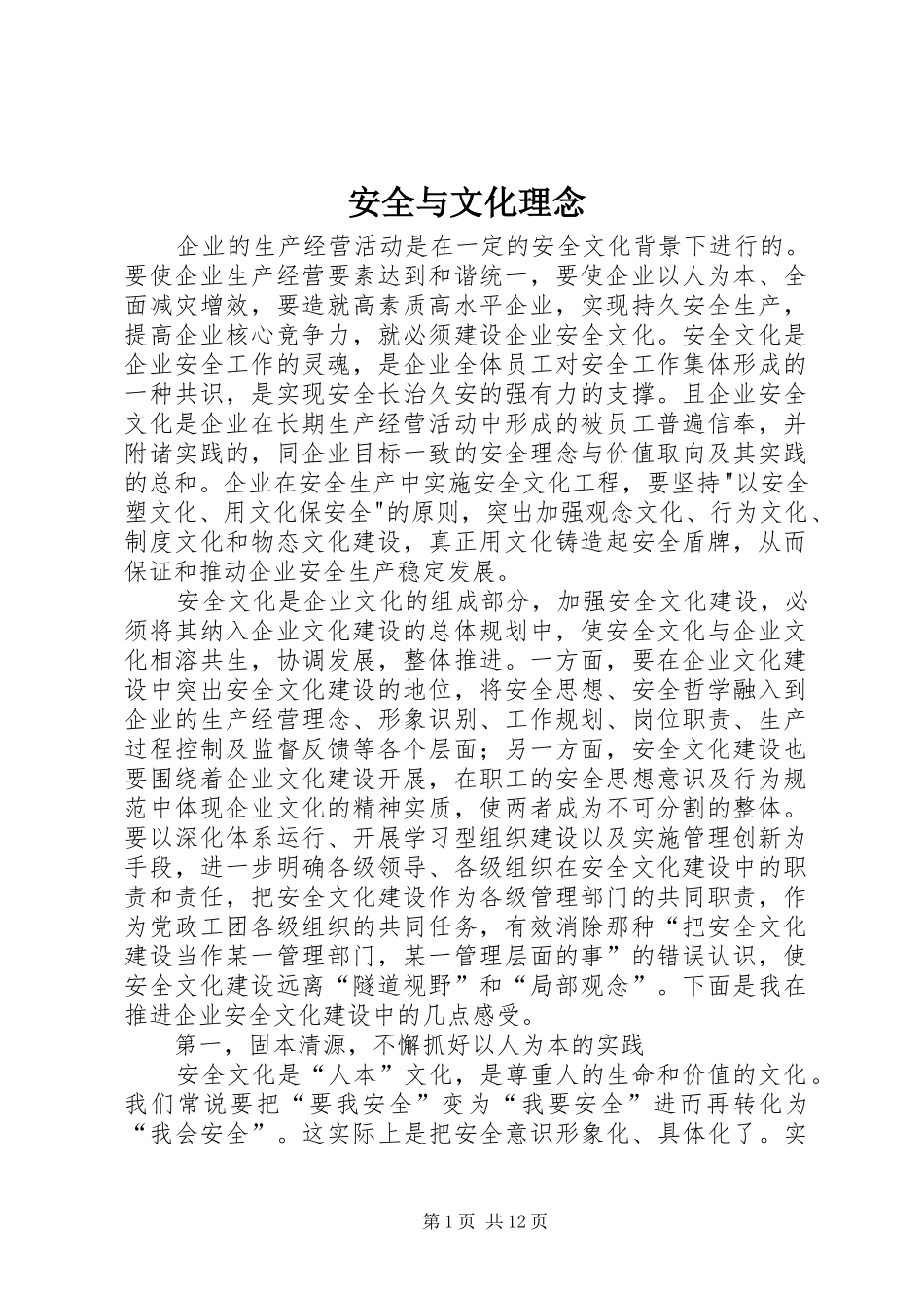 安全与文化理念_第1页