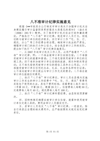 八不准审计纪律实施意见