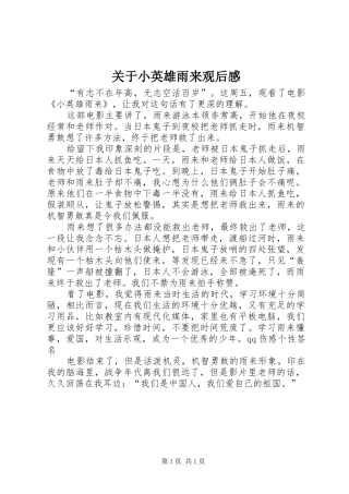关于小英雄雨来观后感