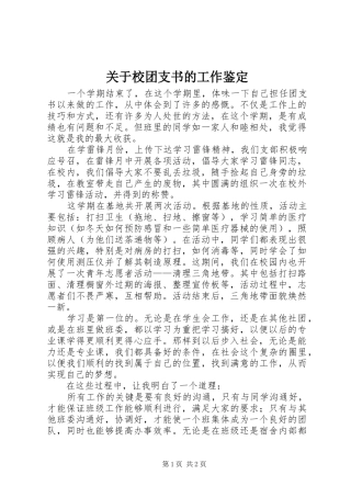 关于校团支书的工作鉴定