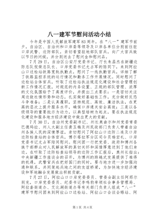 八一建军节慰问活动小结