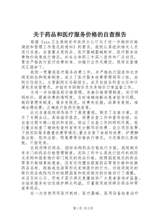 关于药品和医疗服务价格的自查报告