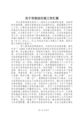 关于市依法行政工作汇报