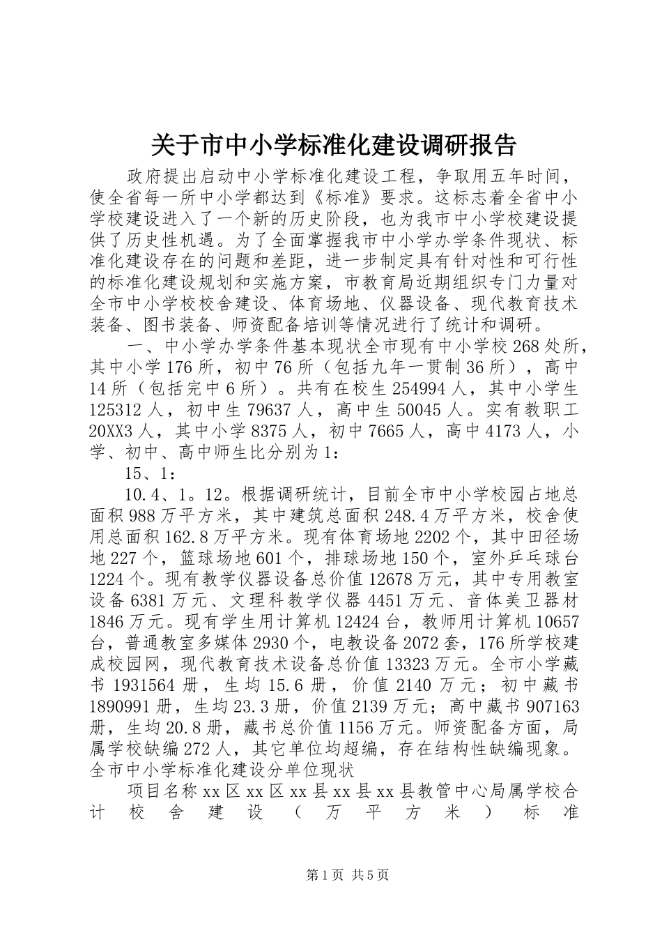 关于市中小学标准化建设调研报告_第1页