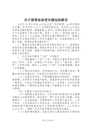 关于雨雪冰冻受灾情况的报告