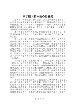 关于踏入初中的心得感受