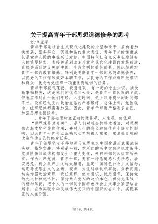 关于提高青年干部思想道德修养的思考