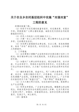 关于在全乡农村基层组织中实施双强双富工程的意见