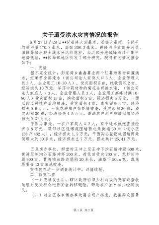 关于遭受洪水灾害情况的报告
