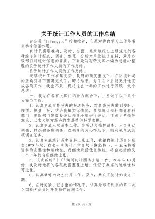 关于统计工作人员的工作总结