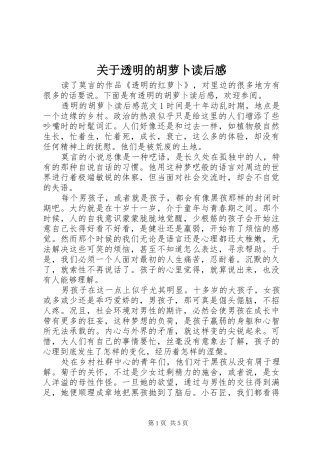 关于透明的胡萝卜读后感