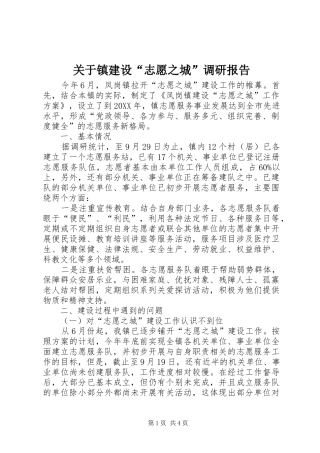 关于镇建设志愿之城调研报告