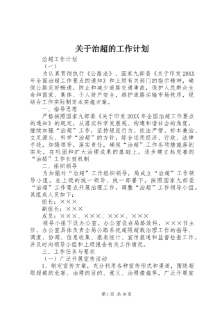 关于治超的工作计划