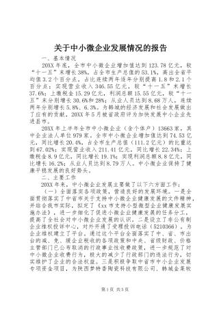 关于中小微企业发展情况的报告