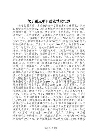 关于重点项目建设情况汇报