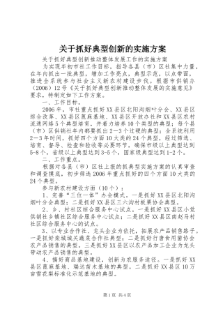 关于抓好典型创新的实施方案