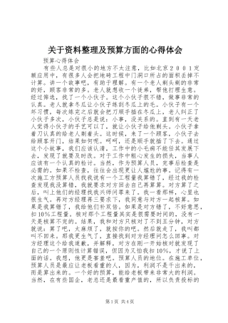 关于资料整理及预算方面的心得体会