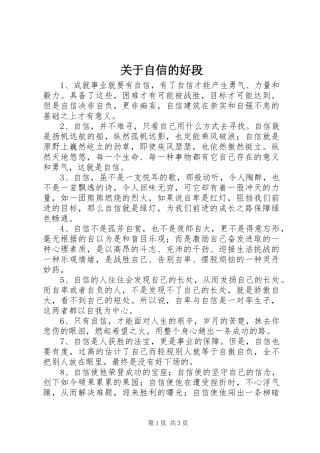 关于自信的好段