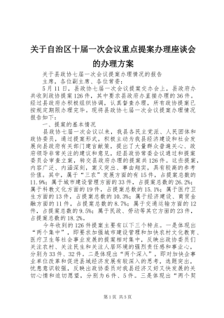 关于自治区十届一次会议重点提案办理座谈会的办理方案