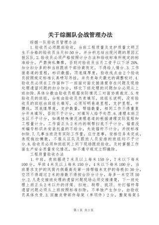 关于综掘队会战管理办法