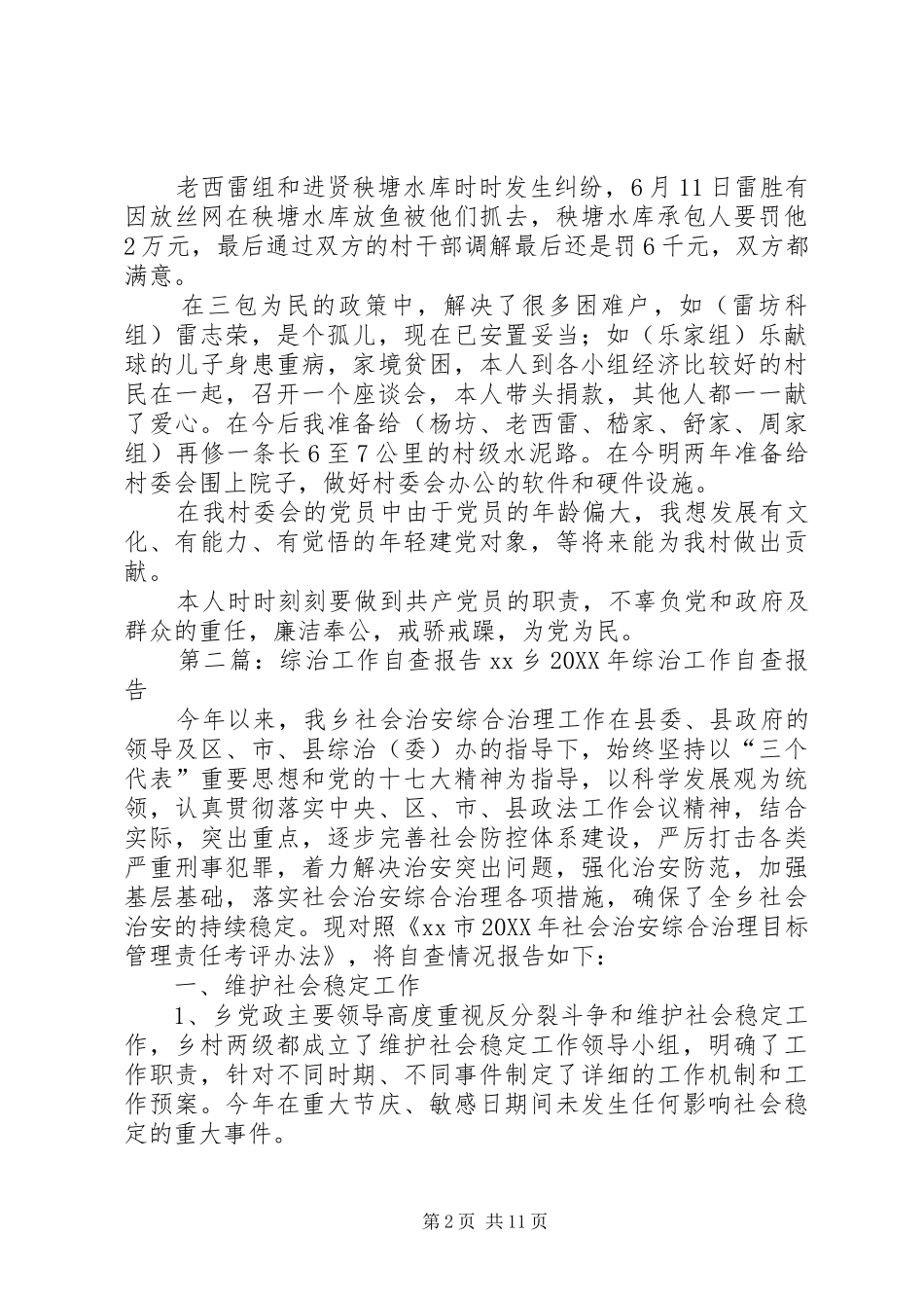 关于综治工作的自查报告_第2页