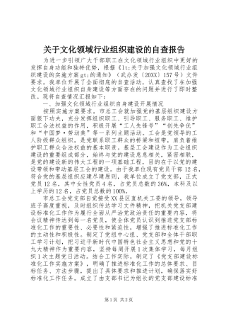 关于文化领域行业组织建设的自查报告