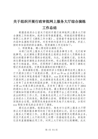 关于组织开展行政审批网上服务大厅综合演练工作总结