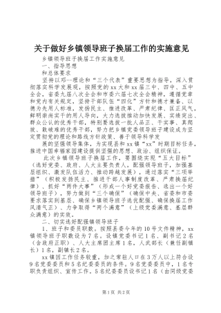 关于做好乡镇领导班子换届工作的实施意见