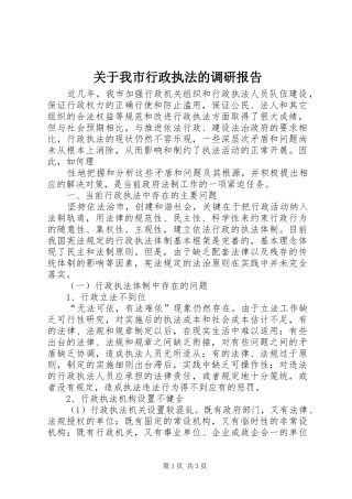 关于我市行政执法的调研报告