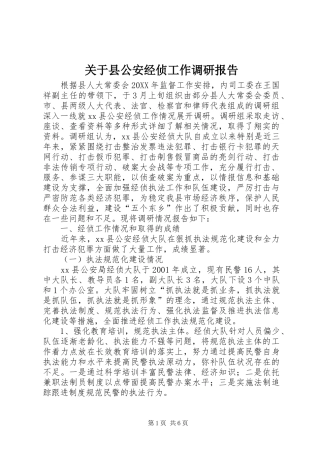 关于县公安经侦工作调研报告