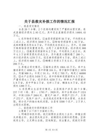 关于县救灾补损工作的情况汇报