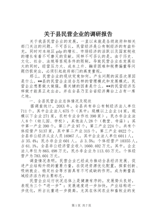 关于县民营企业的调研报告