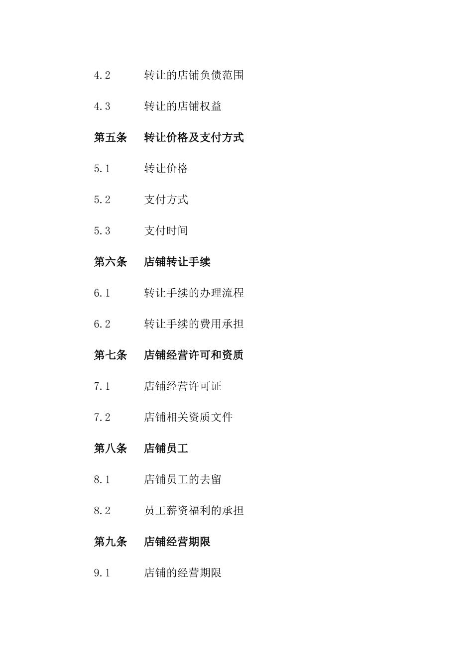 2024版零售店铺转让合同示例一_第3页