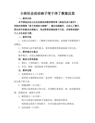 小班社会活动袜子变干净了教案反思(1)