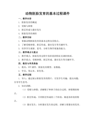 动物胚胎发育的基本过程课件
