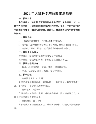 2024年大班科学精品教案清洁剂