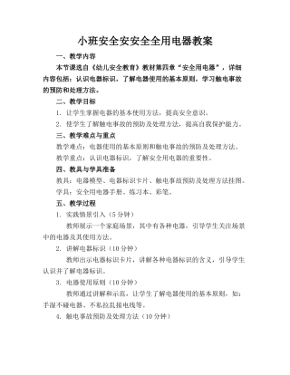 小班安全安安全全用电器教案