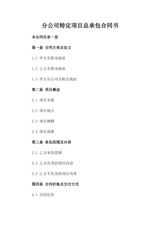 分公司特定项目总承包合同书