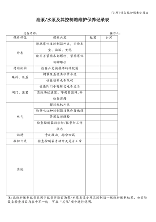 (完整)设备维护保养记录表
