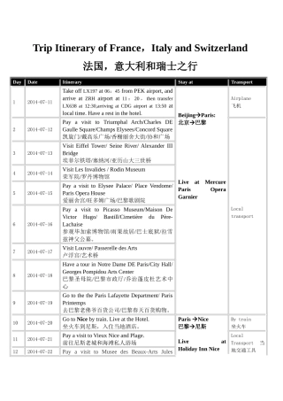 (完整word版)签证行程单模板