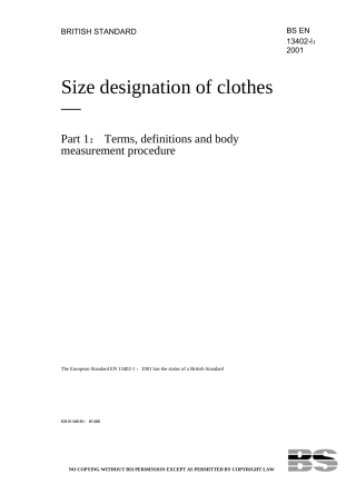 （原版完整文件）BS EN 13402-1-2001