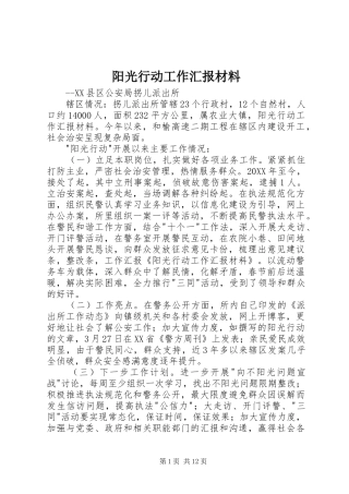 阳光行动工作汇报材料