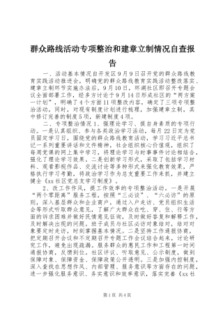群众路线活动专项整治和建章立制情况自查报告