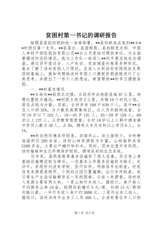 贫困村第一书记的调研报告