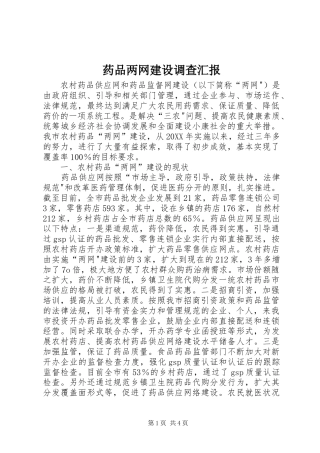 药品两网建设调查汇报