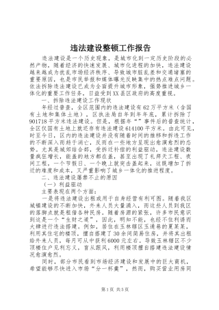违法建设整顿工作报告
