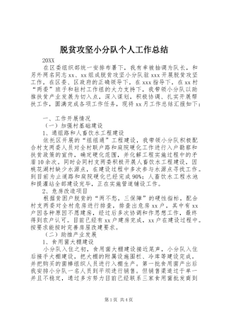 脱贫攻坚小分队个人工作总结