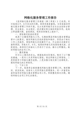 网格化服务管理工作报告