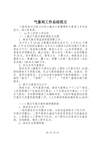 气象局工作总结范文