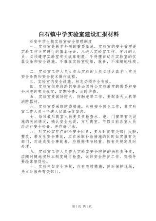 白石镇中学实验室建设汇报材料
